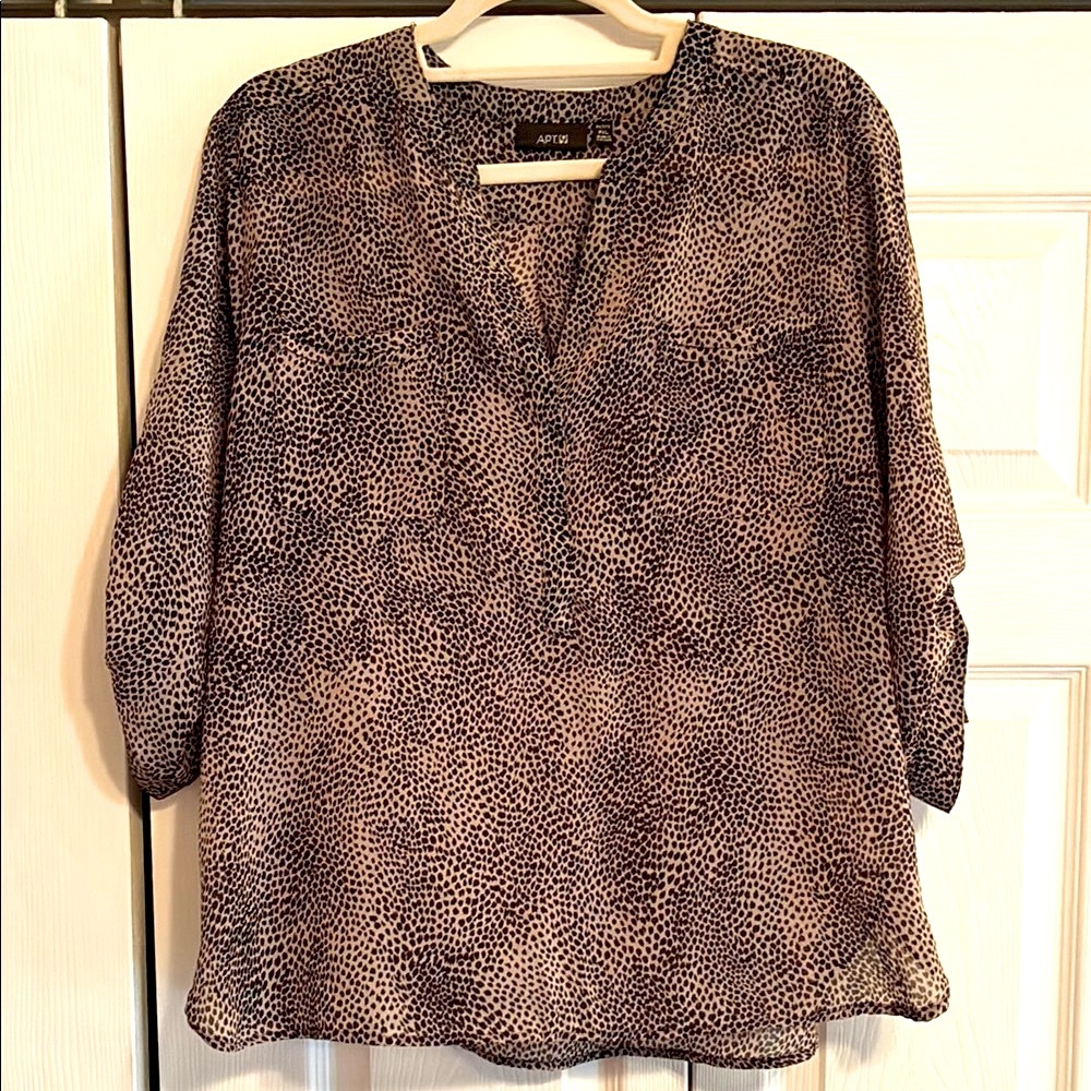 Apt. 9 Tan and Black hi low 3/4 Sleeve Blouse